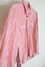 Zara Man Tailored Fit Red & White Striped Button Down Shirt | L