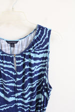 Lands' End Two-Toned Blue Patterned Knit Dress | L