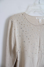 NEW Emaline Light Gold Metallic Sweater with Rhinestones | L