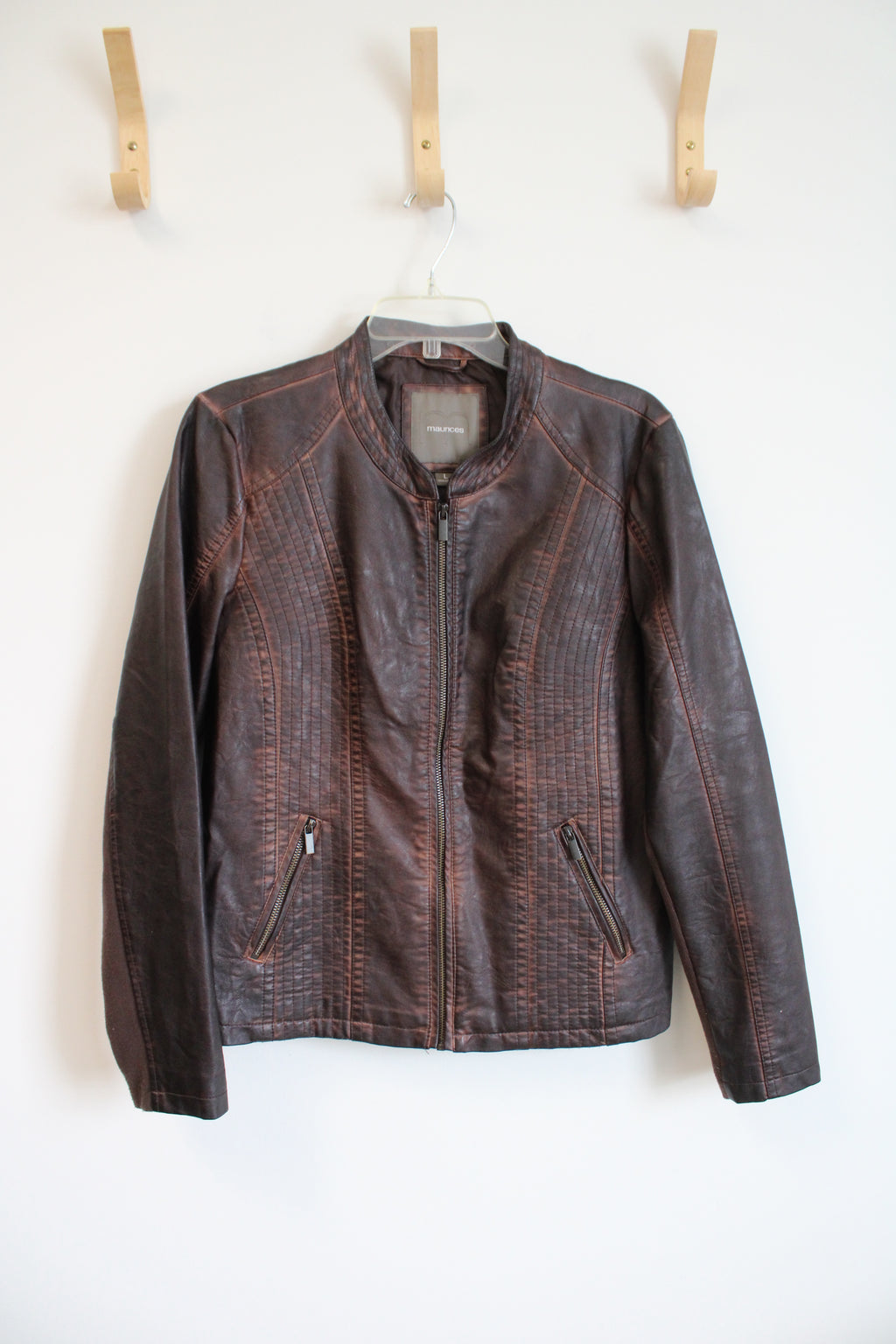Maurices Brown Full Zip Faux Leather Jacket | L
