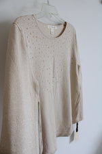NEW Emaline Light Gold Metallic Sweater with Rhinestones | L