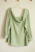 NEW a.n.a Sea Mint Cowl Neck Super Soft Blouse | 3X