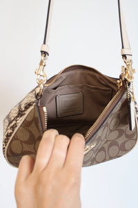 Coach Signature Canvas Snakeskin Teri Crossbody Bag