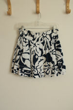 SO Blue and White Cotton Floral Flare Skirt with Lining | M