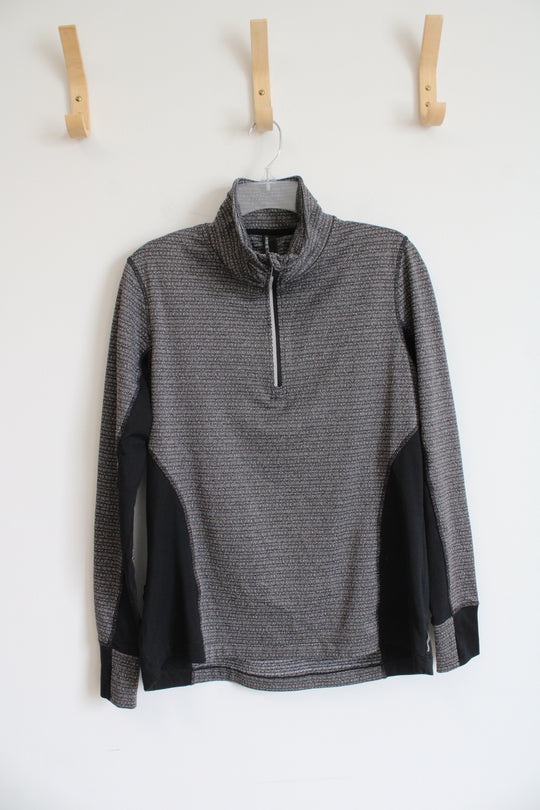 Mondetta Black & White Mock Zip Up Shirt | L