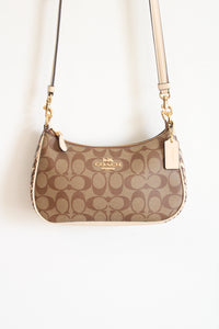 Coach Signature Canvas Snakeskin Teri Crossbody Bag