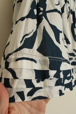 SO Blue and White Cotton Floral Flare Skirt with Lining | M