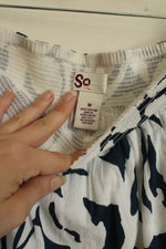 SO Blue and White Cotton Floral Flare Skirt with Lining | M