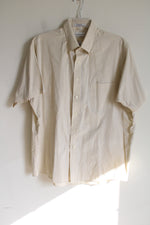 Van Heusen Pinpoint Oxford Pale Yellow Plaid Button Down Shirt | XL
