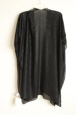 NEW Jessica McClintock Black with Silver Embellishments Kimono | L