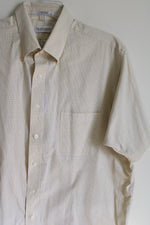 Van Heusen Pinpoint Oxford Pale Yellow Plaid Button Down Shirt | XL