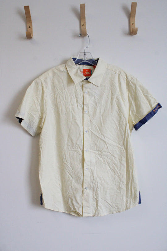 NEW Free Planet Pale Yellow Button Down Shirt | L
