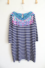 NEW Lilly Pulitzer Bay Dress Island Medallion Stripe Cotton Dress | XL