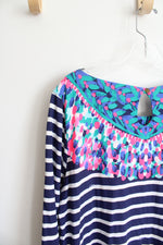 NEW Lilly Pulitzer Bay Dress Island Medallion Stripe Cotton Dress | XL