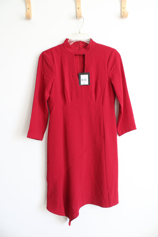 NEW Nanette Lepore Ruby Red Heartthrob Asymmetrical Hem Dress | 0