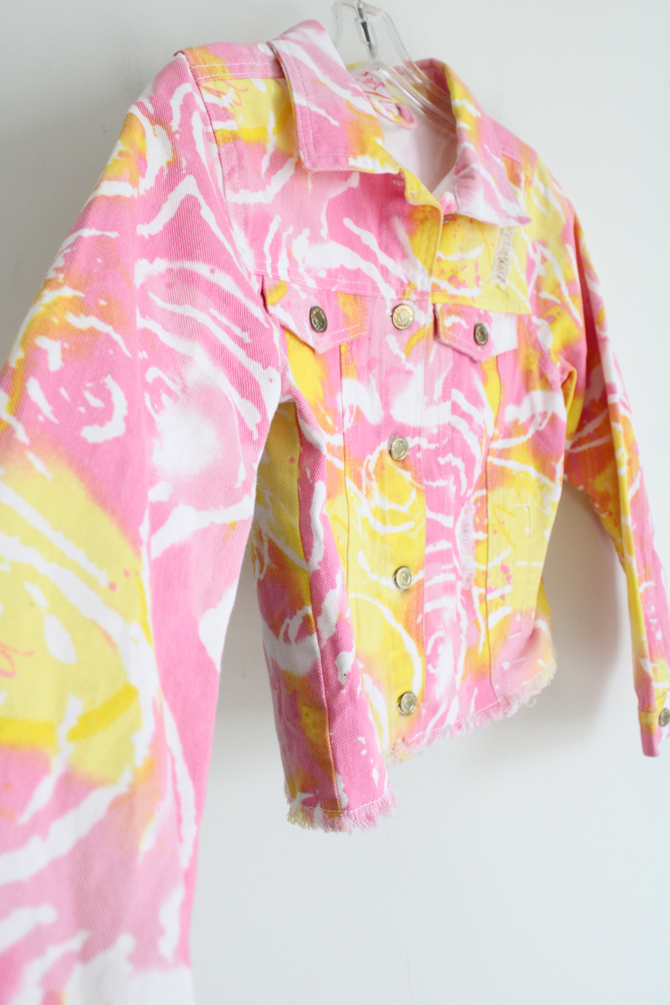 Chillipoop Pink Yellow Denim Jacket | 14/16