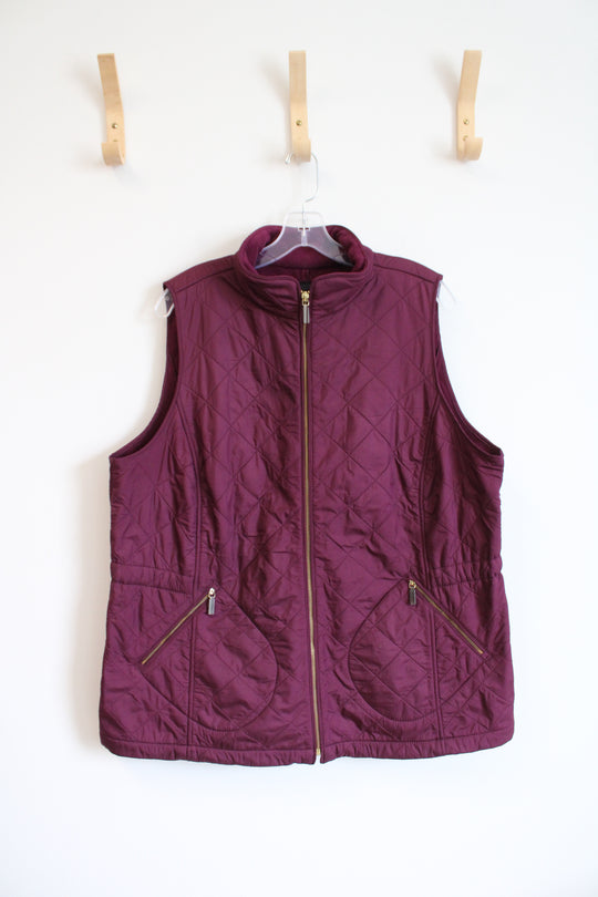 Talbots Quilted Maroon Vest | 1X