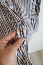American Eagle Vintage Fit Brown Blue & White Striped Button Down Shirt | XXL