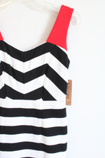 NEW Nue By Shani Black White Red Striped Dress | 2