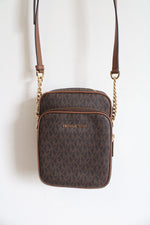Michael Kors Jet Set Travel Medium Logo Brown Crossbody Bag