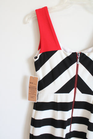 NEW Nue By Shani Black White Red Striped Dress | 2