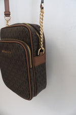 Michael Kors Jet Set Travel Medium Logo Brown Crossbody Bag