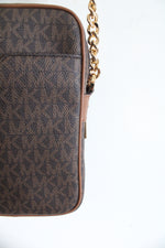 Michael Kors Jet Set Travel Medium Logo Brown Crossbody Bag