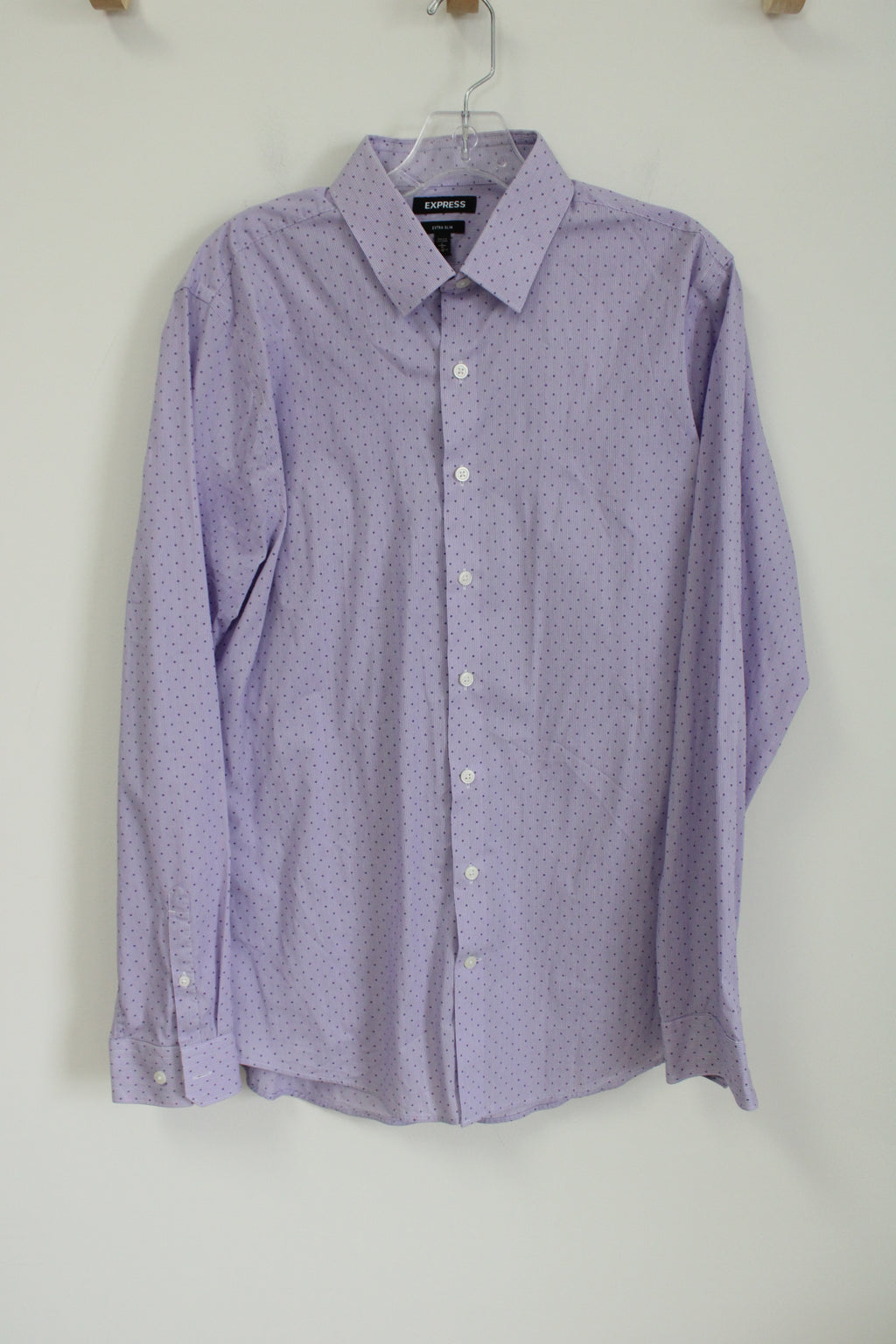 Express Extra Slim Purple Patterned Button Down Shirt | L