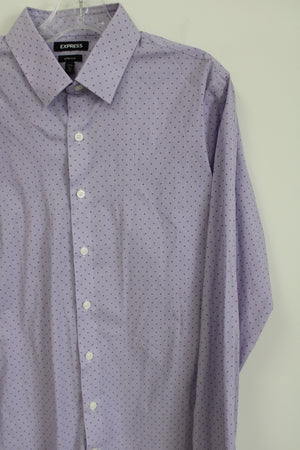 Express Extra Slim Purple Patterned Button Down Shirt | L