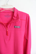 NEW Vineyard Vines The Shep Shirt Pink & Red Striped 1/4 Zip Sweatshirt | S