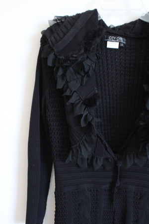 NEW City Girl Nancy Bolen Black Knit Y2K Style Cardigan | S