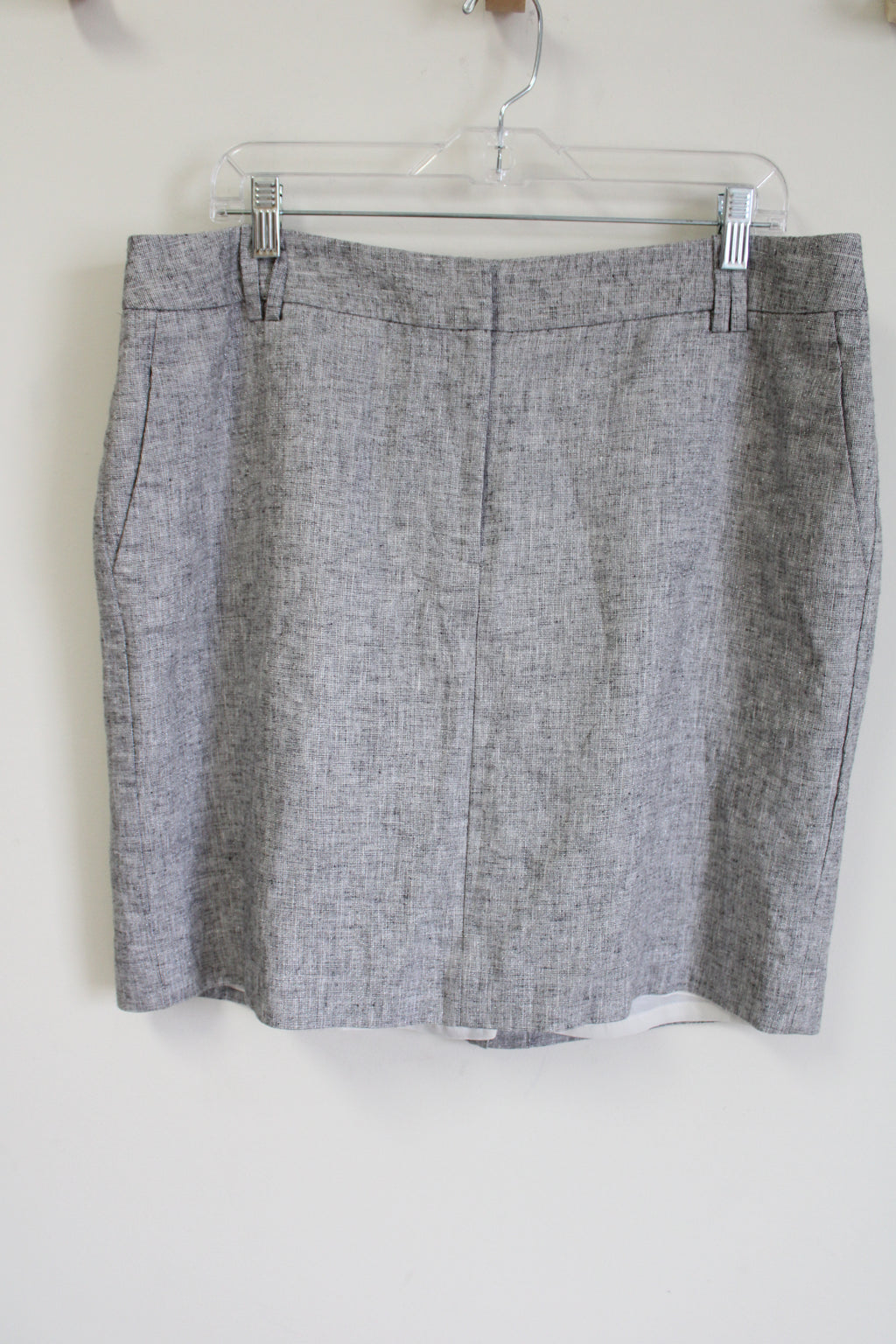 LOFT Linen Blend Black & White Shimmer Skirt | 14