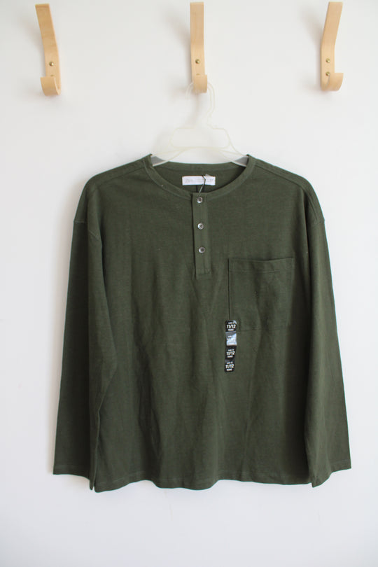 NEW Zara Olive Green Henley Shirt | Youth 11/12