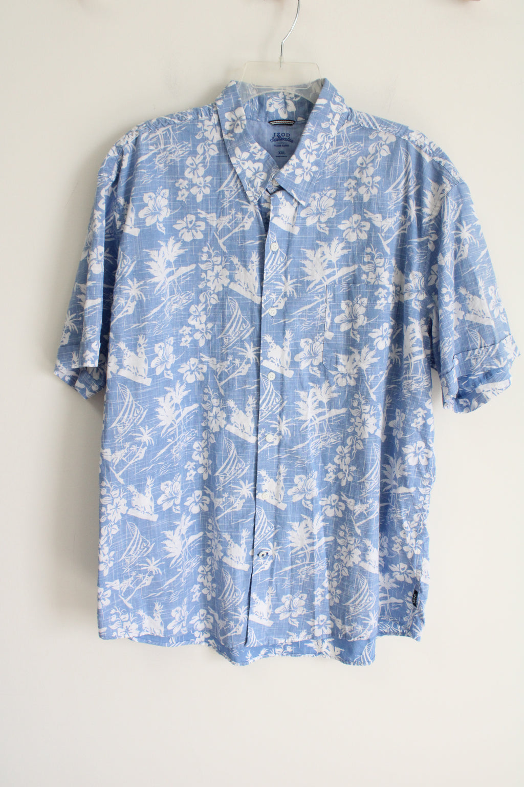 Izod Saltwater Blue Hawaiian Shirt | XXL