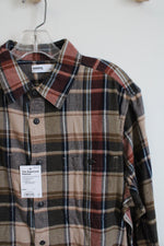 NEW Sonoma Brown & Red Plaid The Supersoft Flannel Shirt | L