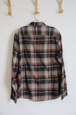NEW Sonoma Brown & Red Plaid The Supersoft Flannel Shirt | L