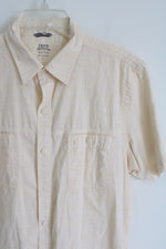 Izod Saltwater Relaxed Classics Yellow Striped Button Down Shirt | L