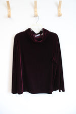 Jaclyn Smith Classic Maroon Velvet Cowl Neck Long Sleeved Top | X