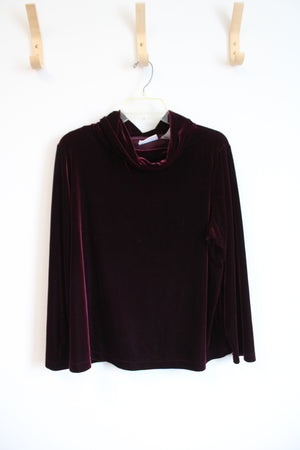 Jaclyn Smith Classic Maroon Velvet Cowl Neck Long Sleeved Top | X