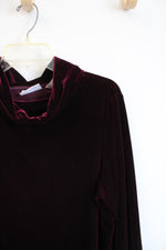 Jaclyn Smith Classic Maroon Velvet Cowl Neck Long Sleeved Top | X
