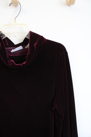 Jaclyn Smith Classic Maroon Velvet Cowl Neck Long Sleeved Top | X