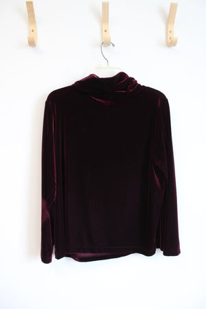 Jaclyn Smith Classic Maroon Velvet Cowl Neck Long Sleeved Top | X