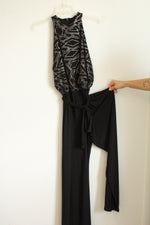 Nine West Black Sparkle Belted Jumpsuit | 10