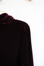 Jaclyn Smith Classic Maroon Velvet Cowl Neck Long Sleeved Top | X