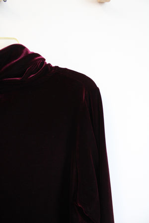 Jaclyn Smith Classic Maroon Velvet Cowl Neck Long Sleeved Top | X