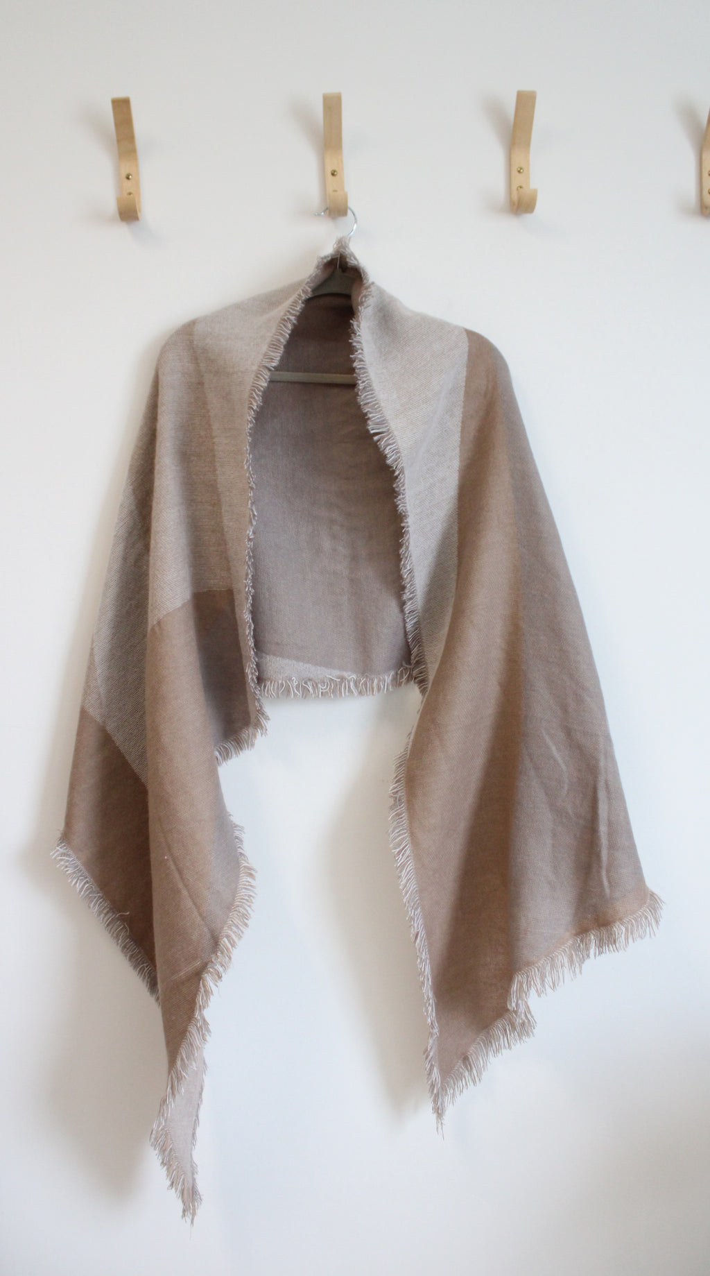 Tan & Gray Plaid Soft Shawl