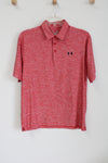 Under Armour Loose Fit Red Heathered Polo Shirt | L