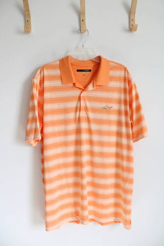 Greg Norman Orange Striped Polo Shirt | XL