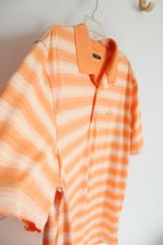 Greg Norman Orange Striped Polo Shirt | XL