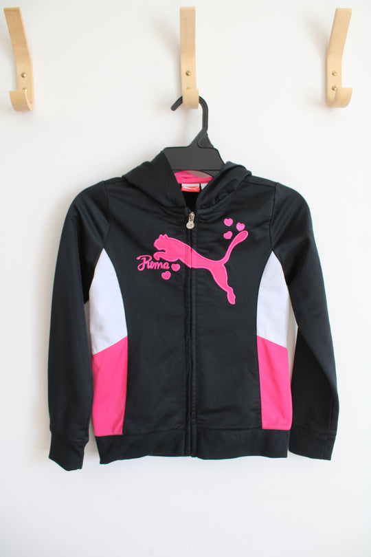 Puma Black Pink & White Full Zip Track Jacket | Youth 6X
